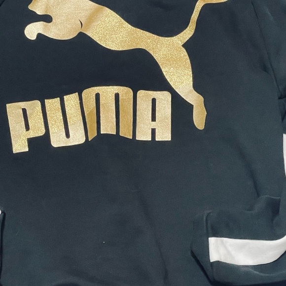 Puma Black Hoodie with Gold Logo - Picture 3 of 6